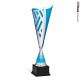 Coppa metal aperta argento e azzurra h35