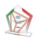 Trofeo in plexiglass Flag4 a pentagono con bordi tricolore 170