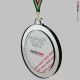 Medaglia in plexiglass personalizzata con specchio argento diametro 90 mm