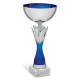 Coppa argento a petalo sfumata e tazza interno blu Altezza 25 cm