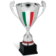 Coppa Tricolore Manici Decorati Coperchio Lavorato Altezza 32.5 cm
